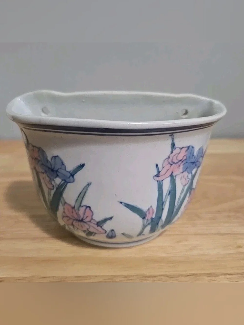 Vintage Floral Porcelain Wall Planter Pot